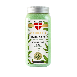 PALACIO Cannabis Badesalt 900 g &ndash; Stor krukke med regenererende badesalt beriget med naturlig hampeolie til wellness og restitution.