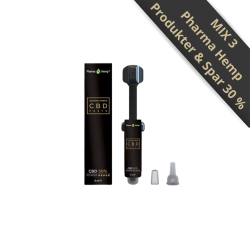 Pharma Hemp CBD Paste 50% i en 5ml doseringsspr�jte og �ske med MIX 3 tilbudsbanner hos Helseservice.