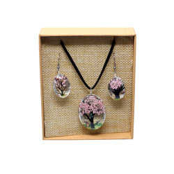 Smykkes�t m. Blomster - Tree of Life set - Pink