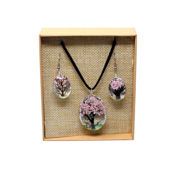 Smykkes�t m. Blomster - Tree of Life set - Pink
