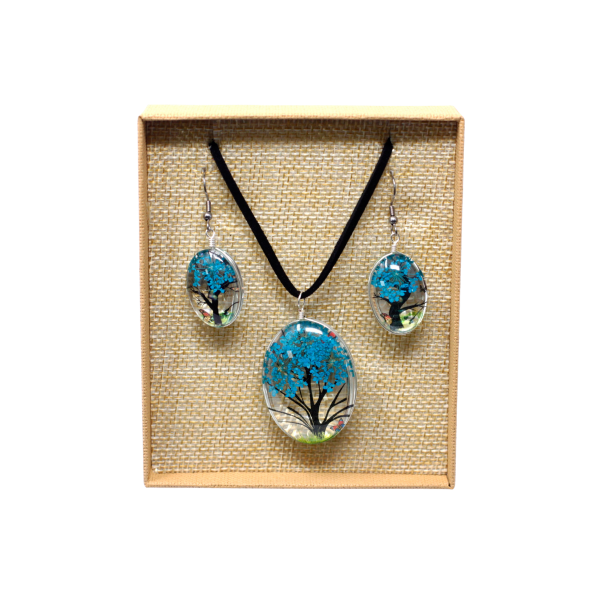 Smykkes�t m. Blomster � Tree of Life - Teal