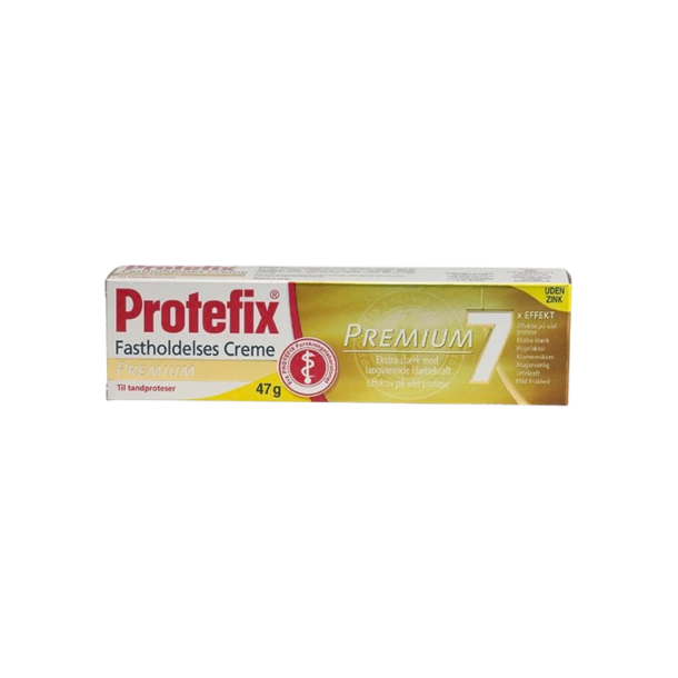 Protefix Fastholdelsescreme Premium 47g til v�de tandproteser med Vitamin E og urter.