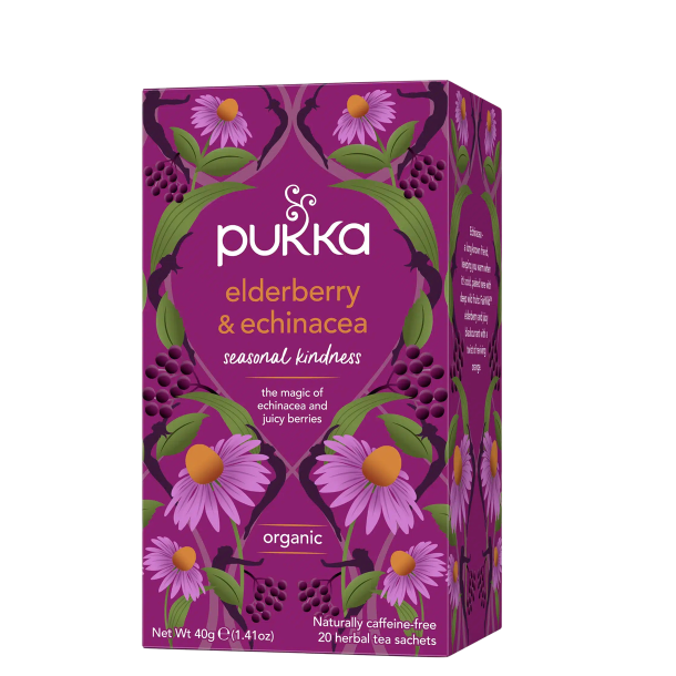 Pukka Elderberry og Echinacea �kologisk te med hyldeb�r og r�d solhat 20 breve.