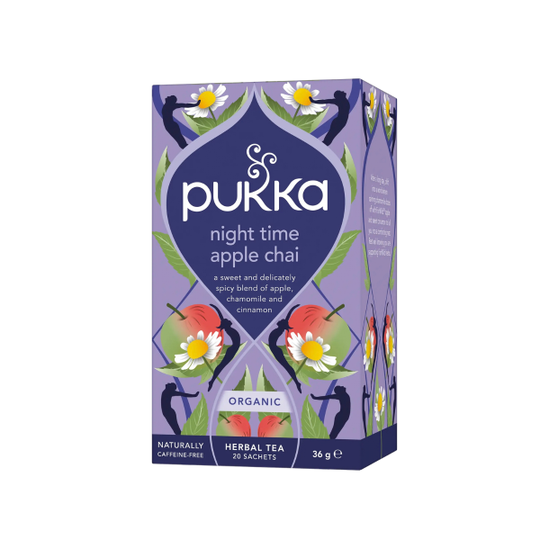 Pukka Night Time Apple Chai �kologisk te 20 breve med kamille vild�ble og kanel til en afslappende aften.