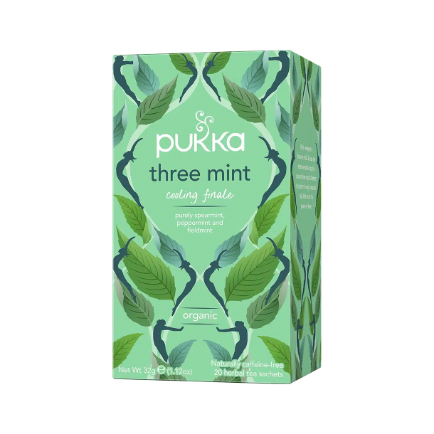 Pukka Three Mint �kologisk te med pebermynte gr�n mynte og agermynte 20 breve.