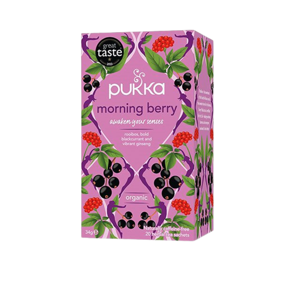 Pukka Morning Berry �kologisk morgente med solb�r bromb�r og rooibos 20 breve.