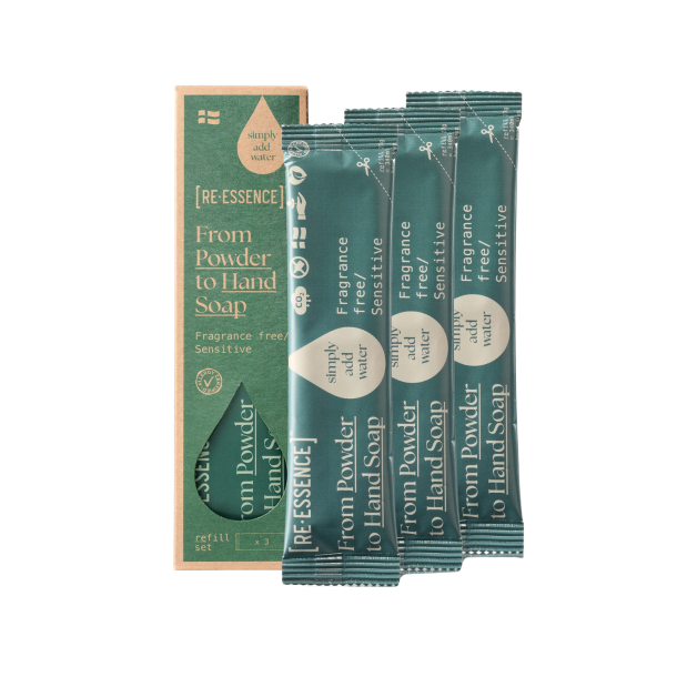 [RE-ESSENCE] Parfumefri H�nds�be 3-pak Refill i b�redygtig papirindpakning hos Helseservice.