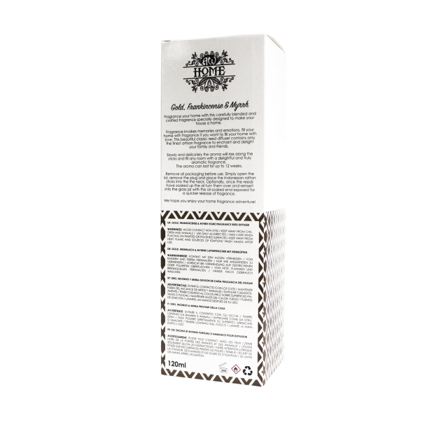 AW Home - Duftpinde - Guld, Frankincense &amp; Myrra - 120 ml