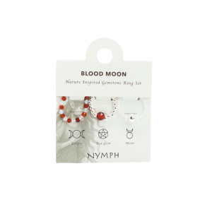 Nymph 'Blood Moon' Krystalringe & �delsten � 3-i-1 S�t