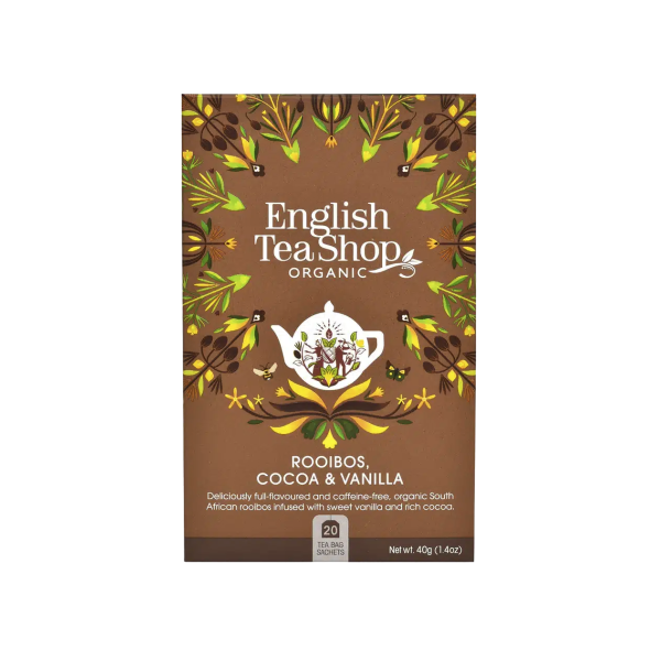 English Tea Shop Rooibos Cocoa Vanilla �kologisk te 20 breve �ske.