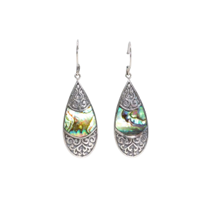 Abalone �reringe - Teardrop Oval - h�ndlavet i 925 Sterlings�lv