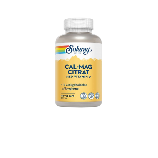 Solaray Cal-Mag Citrat med D-vitamin 180 vegetabilske kapsler.