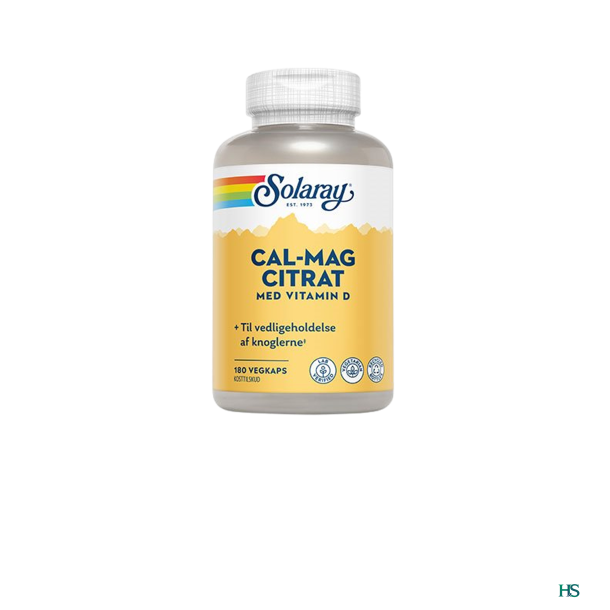 Solaray Cal. Mag. Citrat med vitamin D. 180 kap.