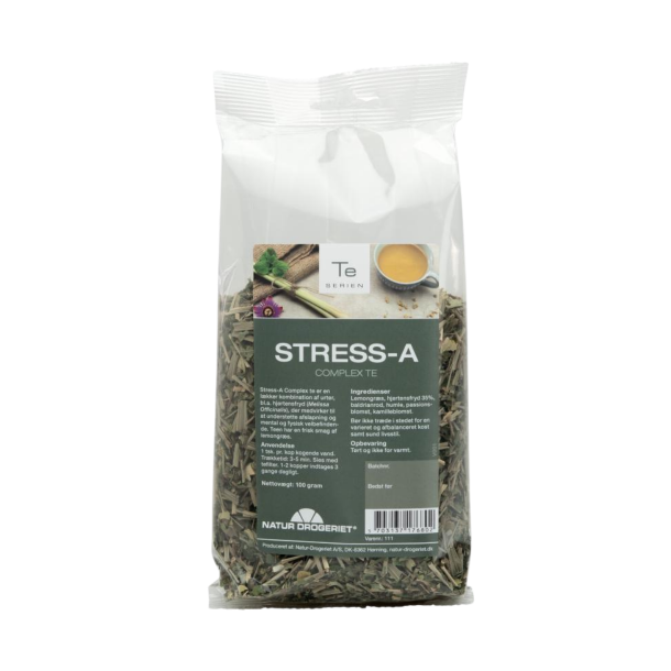 Natur-Drogeriet Stress-A Complex te 100 g i gennemsigtig pose med t�rrede urter og frisk citrongr�s hos Helseservice.