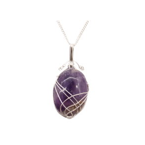 Swirl Wrapped �delstenshalsk�de � Ametyst - S�lvbelagt