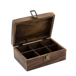 Udsk�ret te�ske i mangotr� - 6 rum - 23 x 15 x 9,5 cm