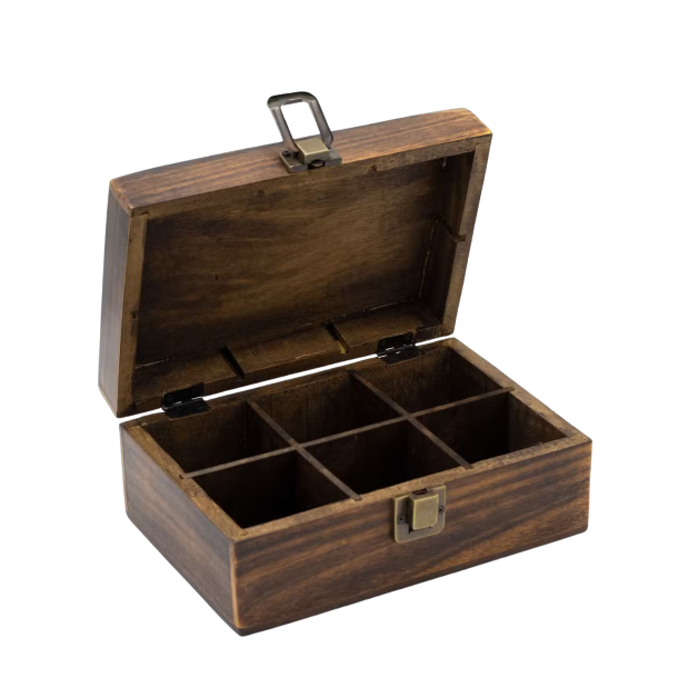 Udsk�ret te�ske i mangotr� - 6 rum - 23 x 15 x 9,5 cm