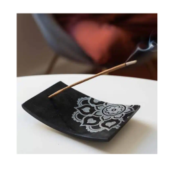 Aromandise Tibetansk rgelsesholder i sort Fedtsten