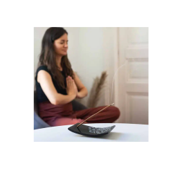 Aromandise Tibetansk rgelsesholder i sort Fedtsten