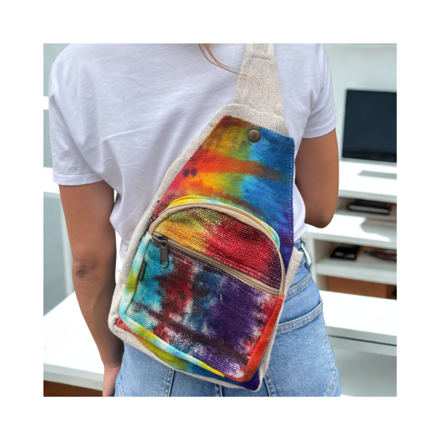 Nepal Hamp Sling Bag - Tie-Dye Skuldertaske H�ndlavet