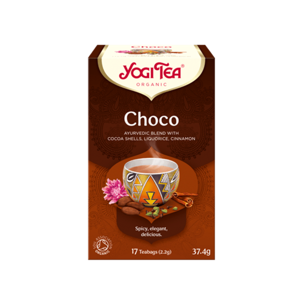 Yogi tea choko �kologisk te med ristede kakaoskaller og kanel 17 breve.