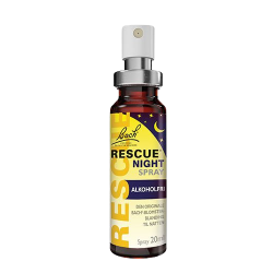 Bach Rescue Night Spray 20 ml i gul og m�rkebl� emballage &ndash; det originale blomsterremedie til natten.