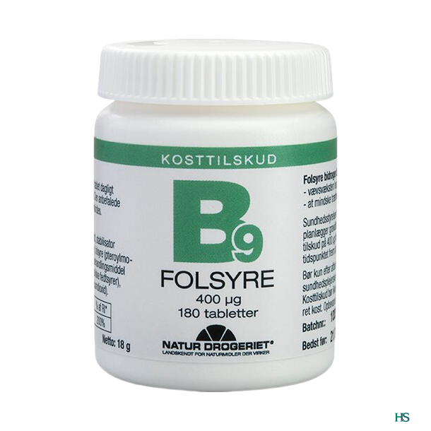 Natur Drogeriet - B9 Folsyre 400 g -180 tabs