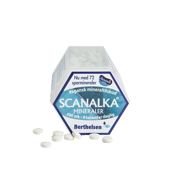 Berthelsen Scanalka Mineraler 500 tabletter, komplet mineralkompleks med Aquamin.