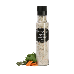 En elegant glaskv�rn fra H�rvejssalt indeholdende 100 gram sydesalt blandet med selleri, l�vstikke, timian og gulerod.