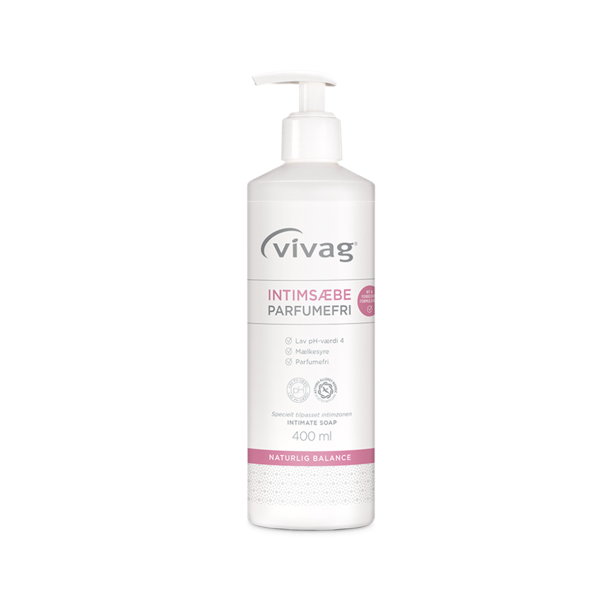 Vivag Intimsæbe Parfumefri med Pumpe (400ml) - pH 4