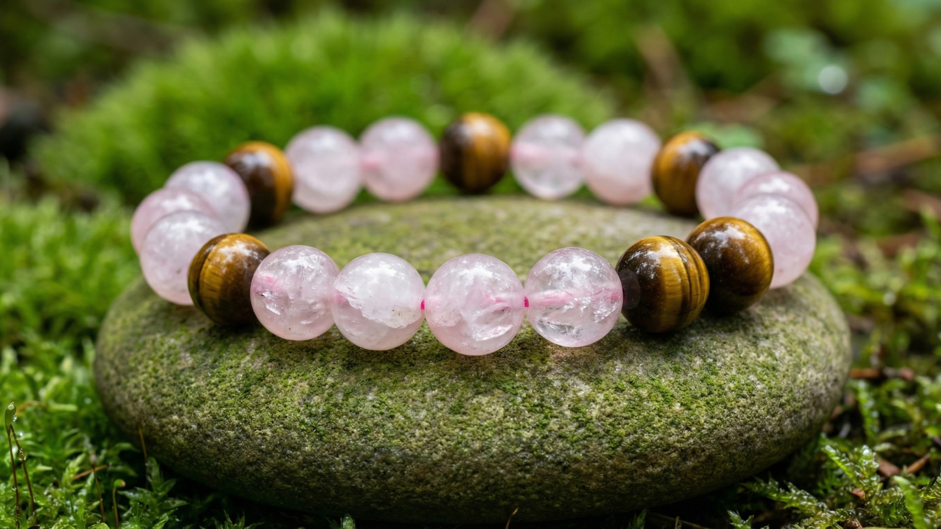 N&aelig;rbillede af &aelig;gte natursten p&aring; et slidst&aelig;rkt elastikarmb&aring;nd