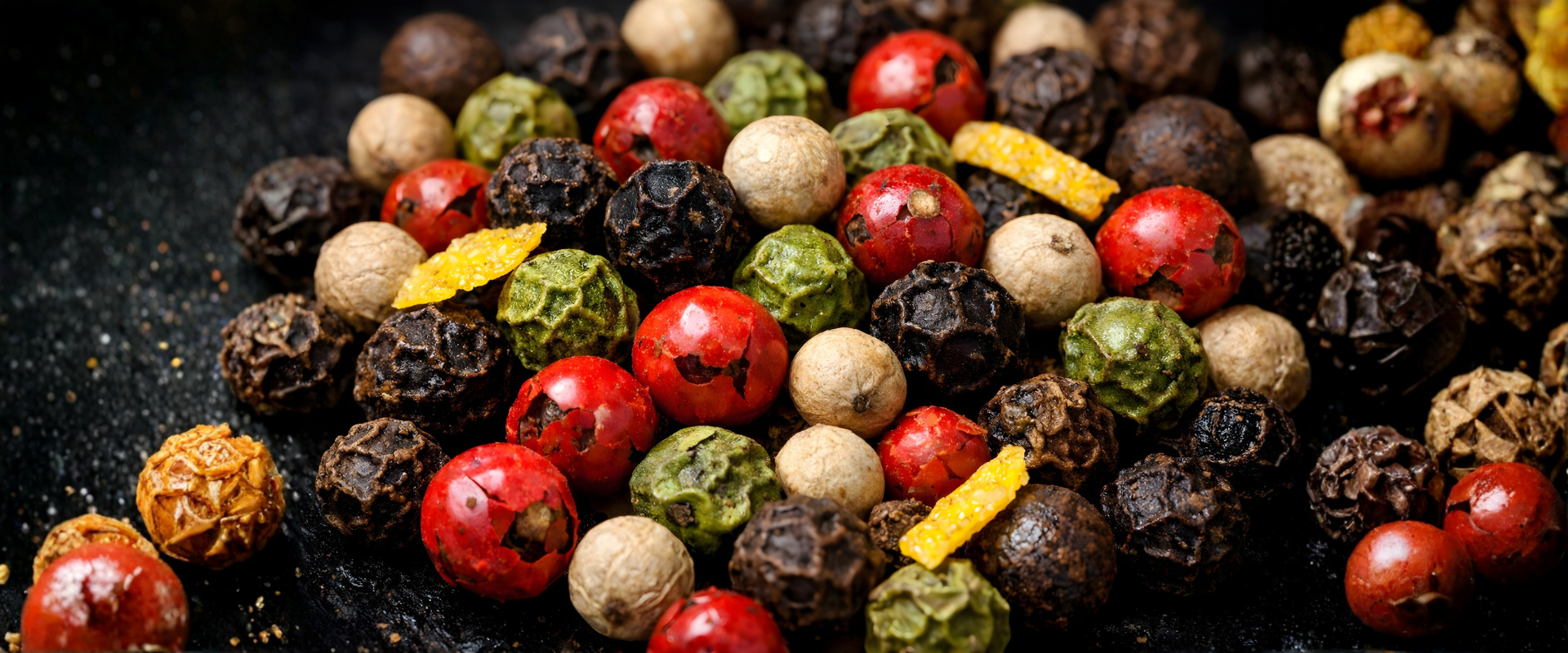 N&aelig;rbillede af peberblanding med sort hvid og rosa peber