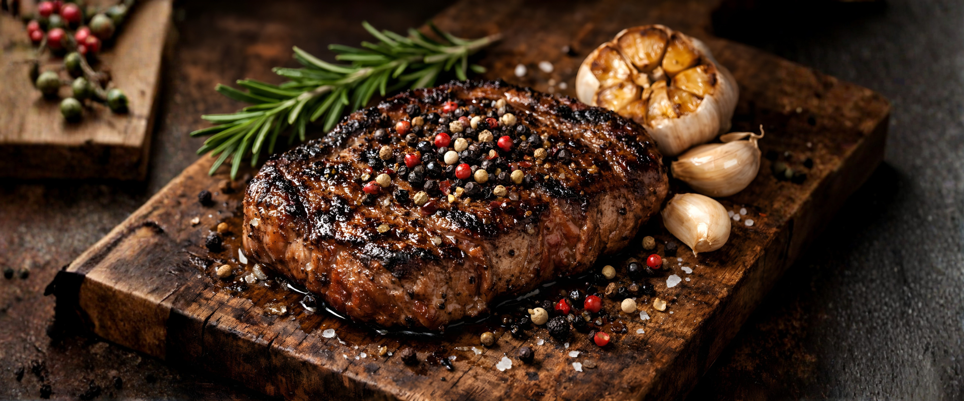 Grillet b&oslash;f krydret med grov peberblanding