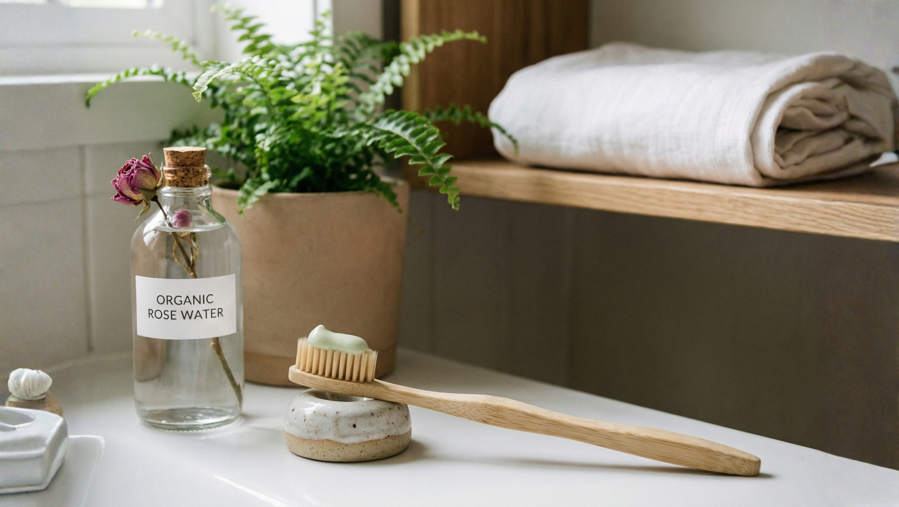 Nærbillede af Rose Rio naturlig tandpasta uden fluor og mentol, velegnet til homøopatisk behandling.