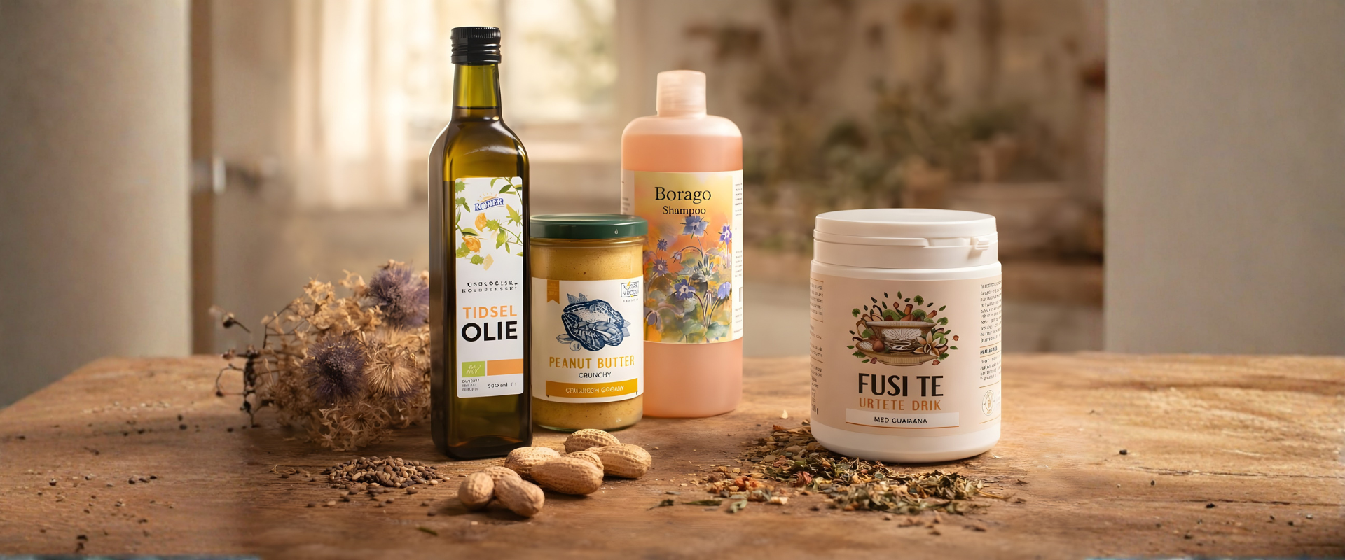 R&oslash;mer ingredienser mandelolie og hjulkroneblomster